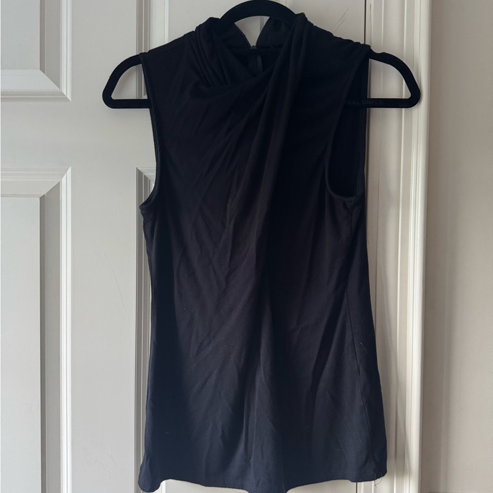 Elie Tahari Black Draped Tank Top